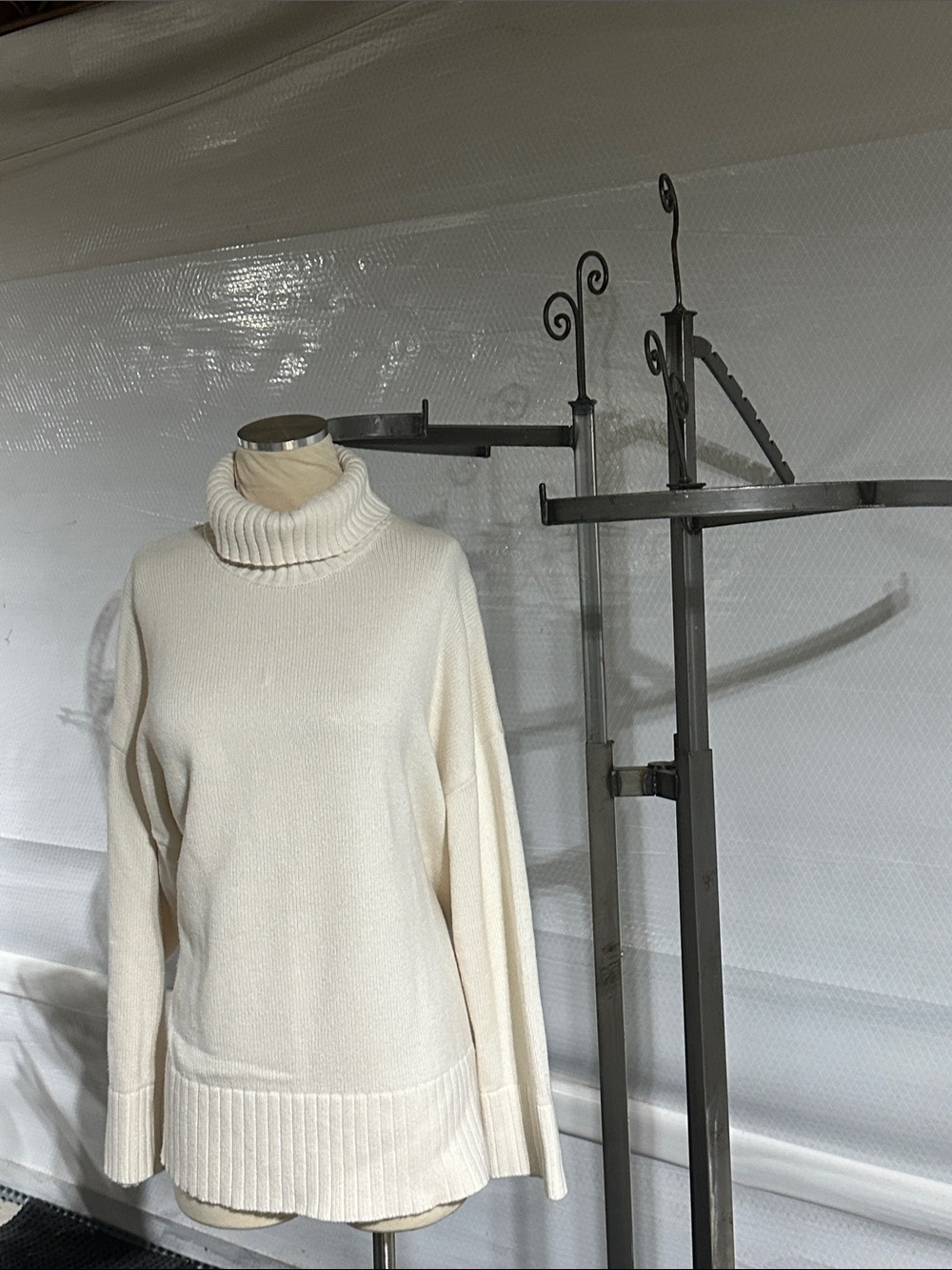 Old Navy Cream Roll-Neck Sweater with Ribbed Hem
